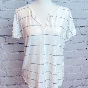 Madewell White Striped Tee